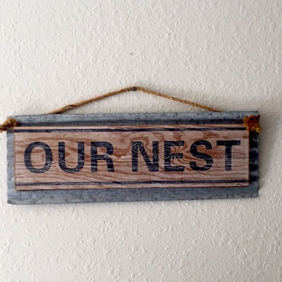 Other - Our Nest Galvanized metal wooden decor sign 22”x8”